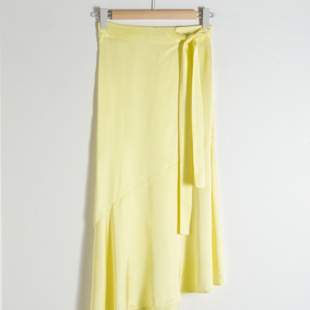 & Other Stories Yellow Satin Skirt